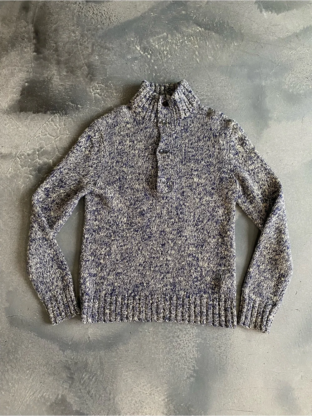 Polo Ralph Lauren Henley Sweaters Cozy Heathered Blue Mock Neck Sz S Men’s